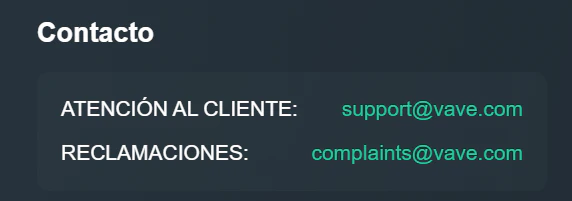 Vave: atención al cliente y contacto